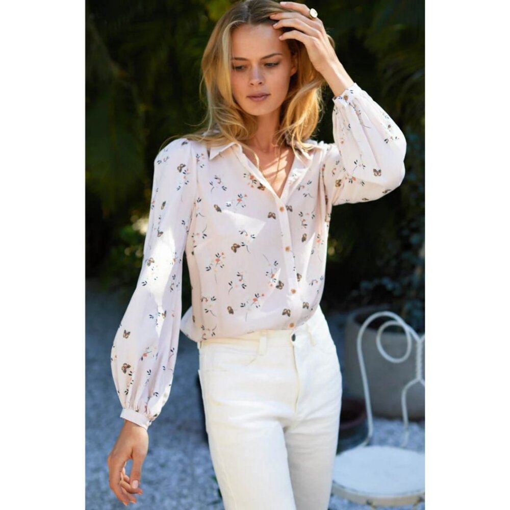 Emerson Fry Frankie Blouse Butterflies Rosewater Size XS